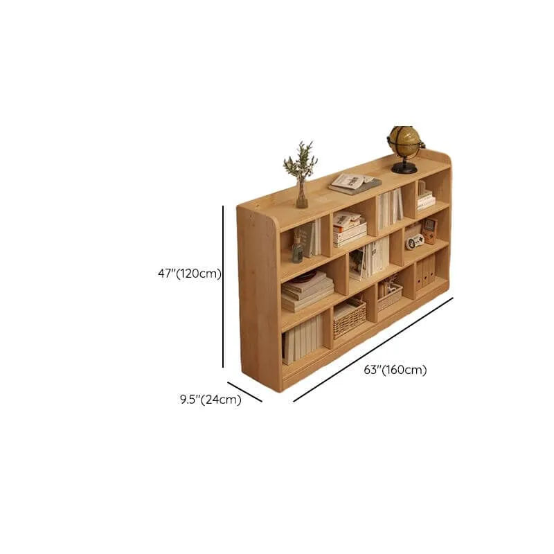 Modular Natural Pine Bookshelf – Modern Open Shelving Organizer Dimensions