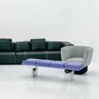 Modular Upholstered Bench with Geometric Metal Base for Modern Interiors