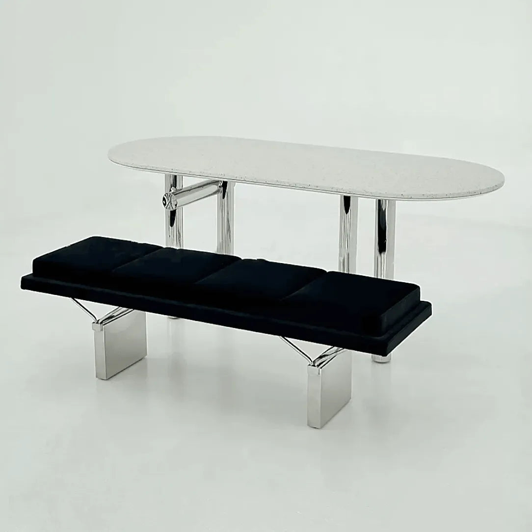 Modular Upholstered Bench with Geometric Metal Base for Modern Interiors