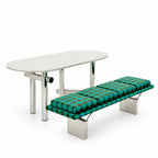 Modular Upholstered Bench with Geometric Metal Base for Modern Interiors