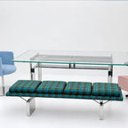 Modular Upholstered Bench with Geometric Metal Base for Modern Interiors