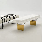 Modular Upholstered Bench with Geometric Metal Base for Modern Interiors