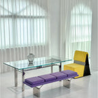 Modular Upholstered Bench with Geometric Metal Base for Modern Interiors