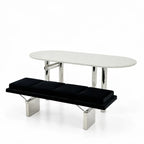 Modular Upholstered Bench with Geometric Metal Base for Modern Interiors