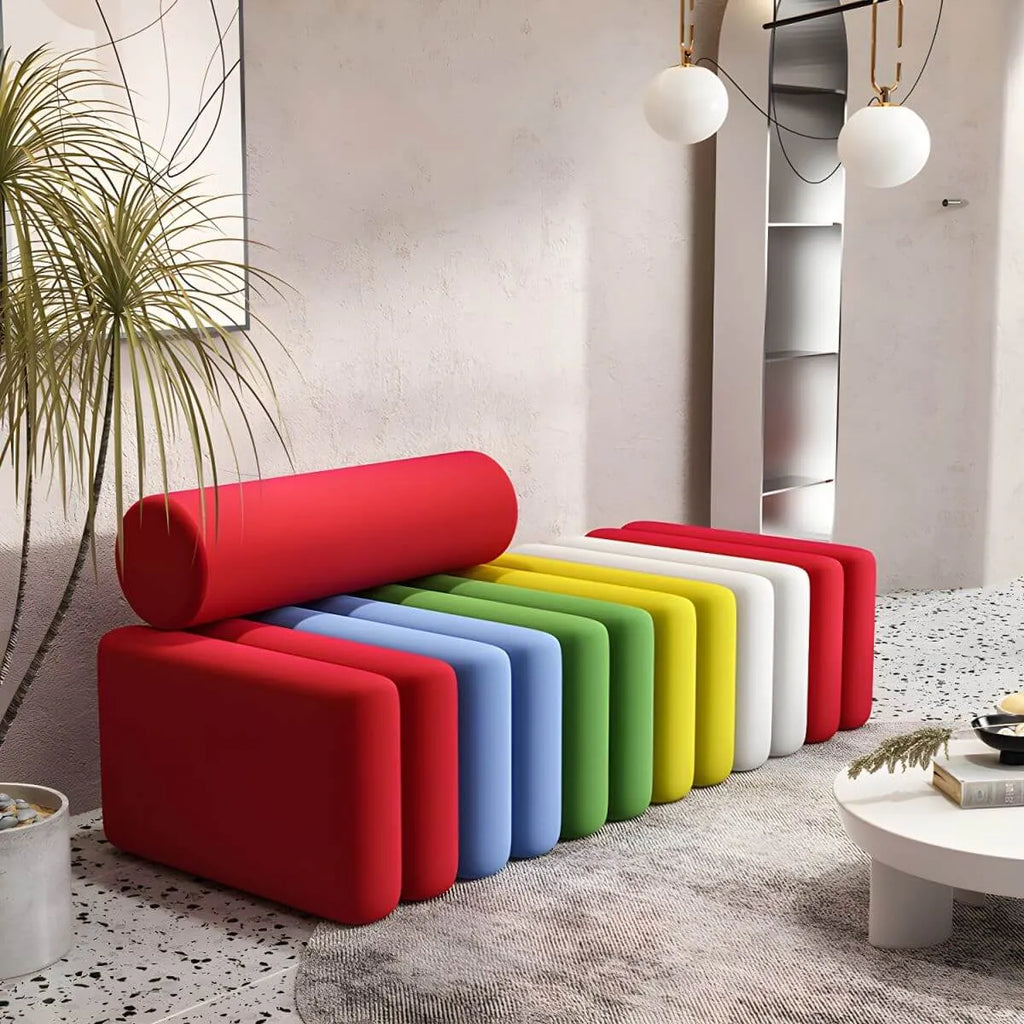 Modular Velvet Armless Sofa – Modern Solid & Patchwork Design