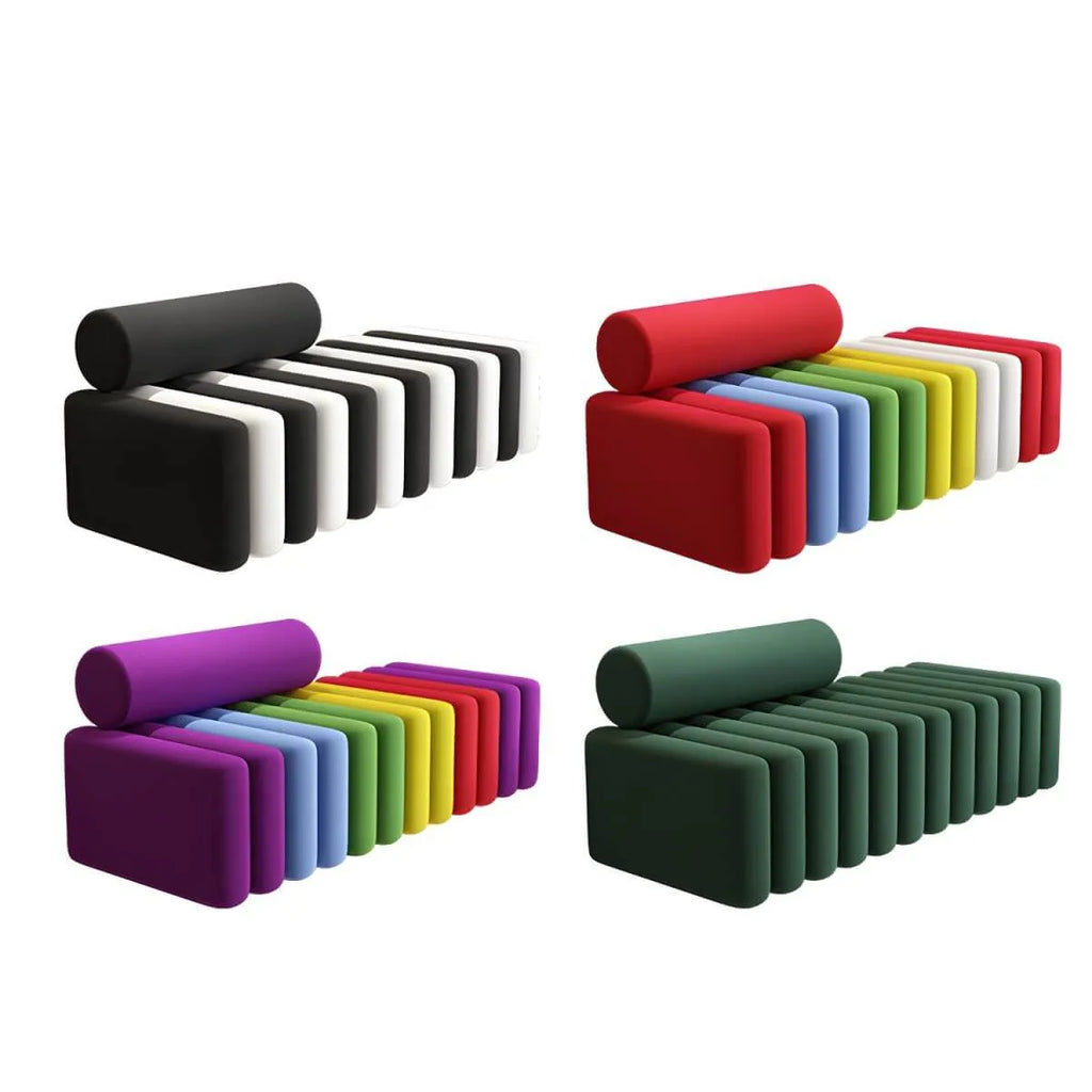 Modular Velvet Armless Sofa – Modern Solid & Patchwork Design