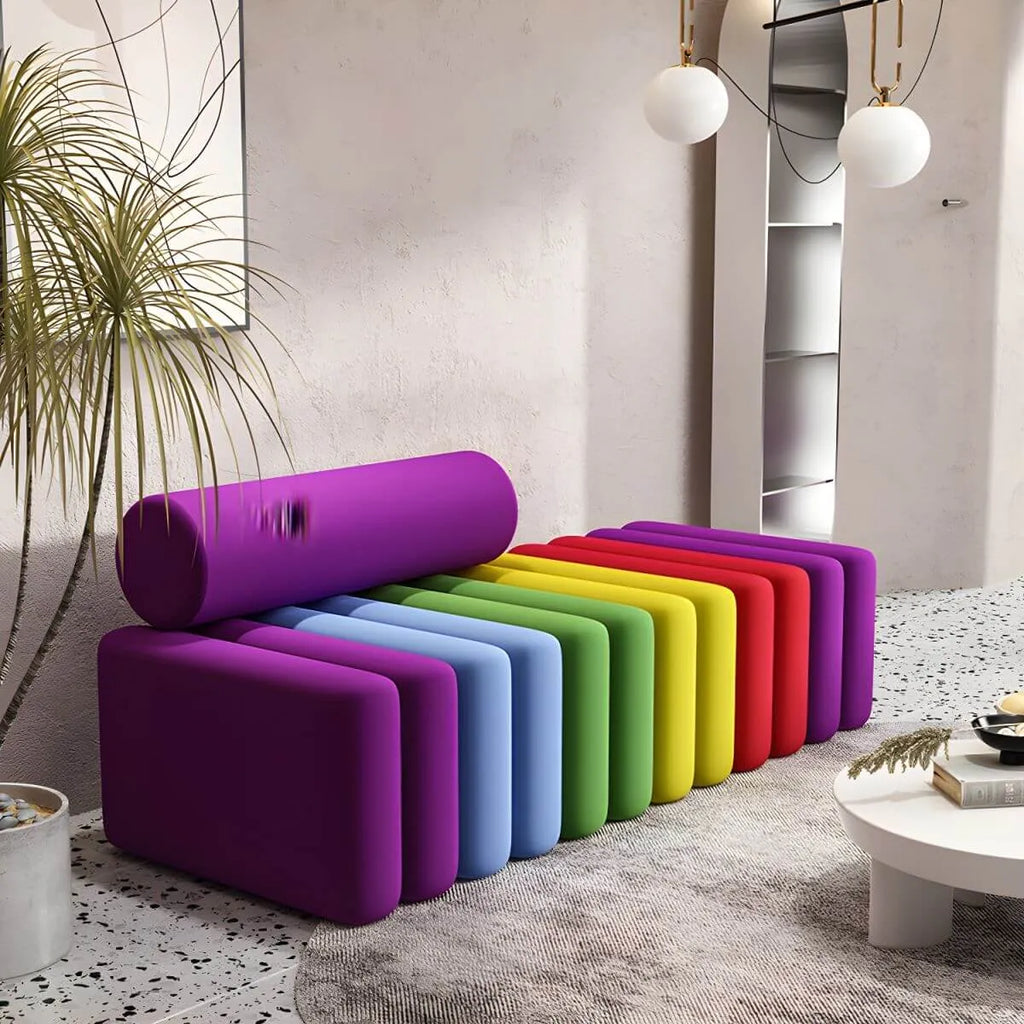 Modular Velvet Armless Sofa – Modern Solid & Patchwork Design