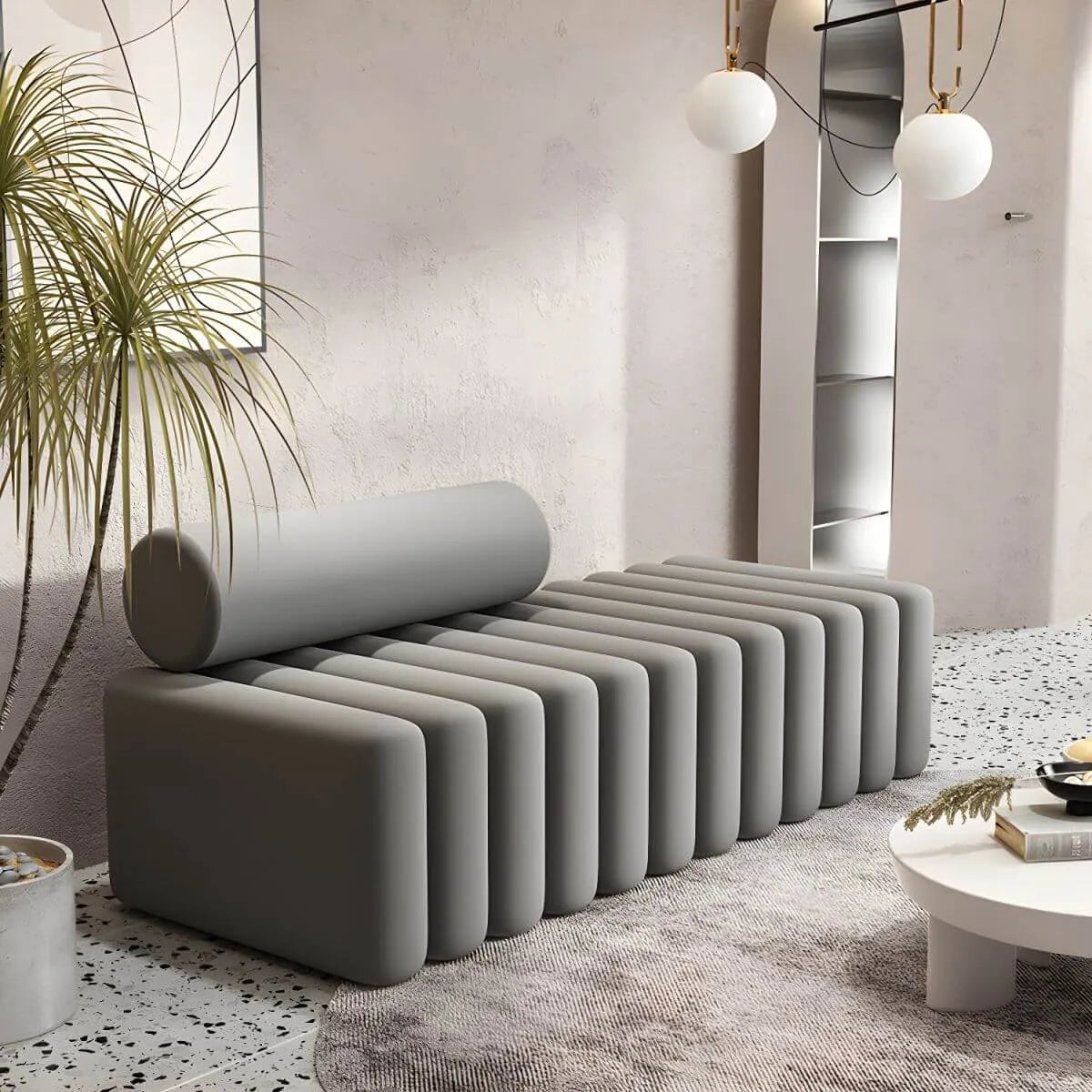 Modular Velvet Armless Sofa – Modern Solid & Patchwork Design Secondary image