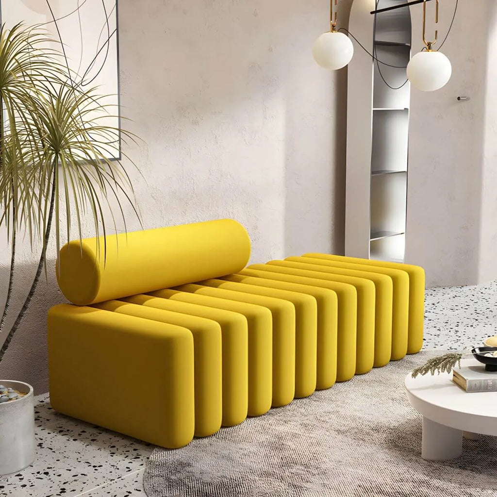 Modular Velvet Armless Sofa – Modern Solid & Patchwork Design