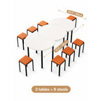 Modular White Conference Table Series with Crescent Units and Slim Legs