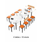 Modular White Conference Table Series with Crescent Units and Slim Legs