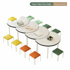 Modular White Conference Table Series with Crescent Units and Slim Legs