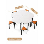 Modular White Conference Table Series with Crescent Units and Slim Legs
