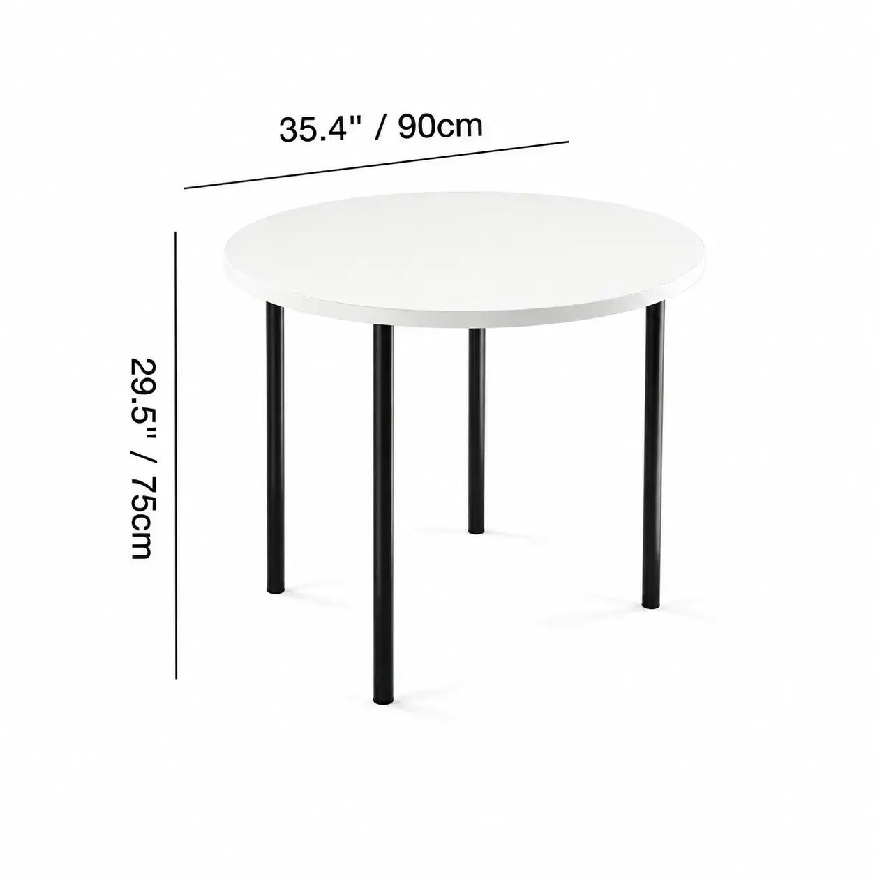 Modular White Conference Table Series with Crescent Units and Slim Legs Dimensions