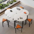 Modular White Conference Table Series with Crescent Units and Slim Legs Main Product Image