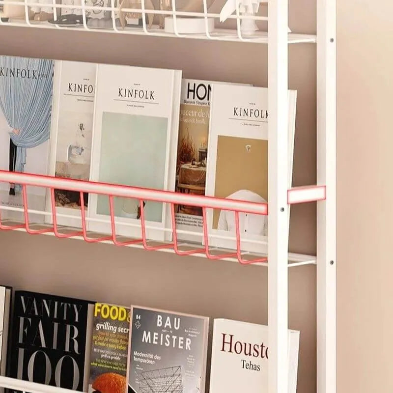 Modular White Metal Bookshelf – Modern Vertical Shelving System