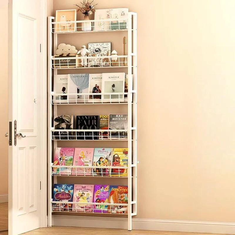 Modular White Metal Bookshelf – Modern Vertical Shelving System