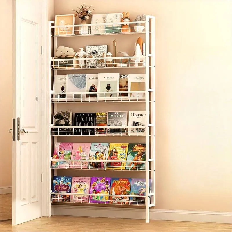 Modular White Metal Bookshelf – Modern Vertical Shelving System