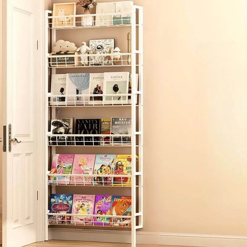 Modular White Metal Bookshelf – Modern Vertical Shelving System