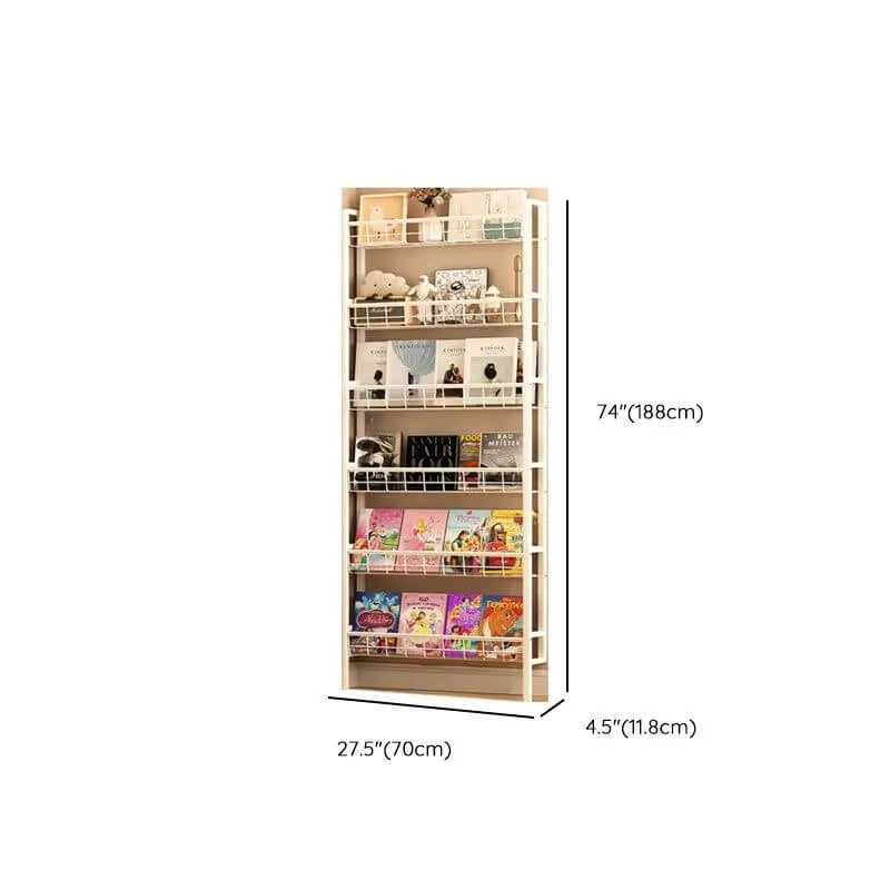 Modular White Metal Bookshelf – Modern Vertical Shelving System Dimensions