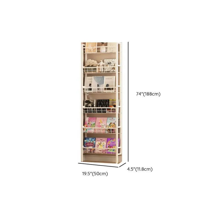 Modular White Metal Bookshelf – Modern Vertical Shelving System Dimensions
