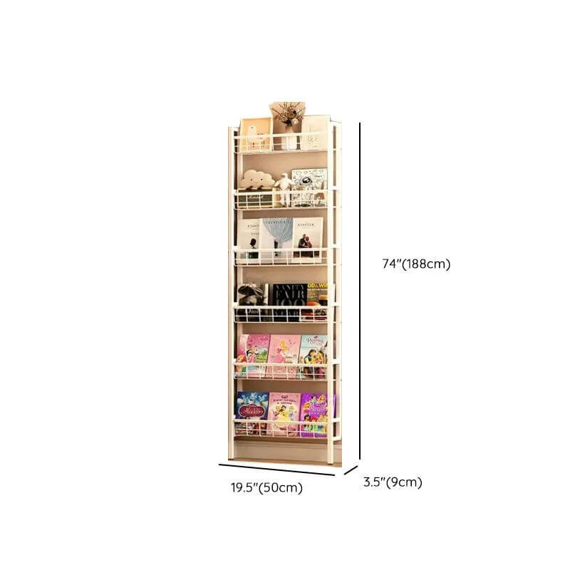 Modular White Metal Bookshelf – Modern Vertical Shelving System Dimensions