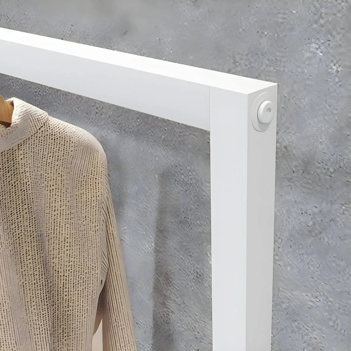 Modular White Metal Hall Tree with Open Shelving & Coat Hooks