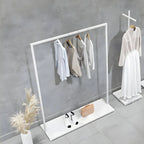 Modular White Metal Hall Tree with Open Shelving & Coat Hooks