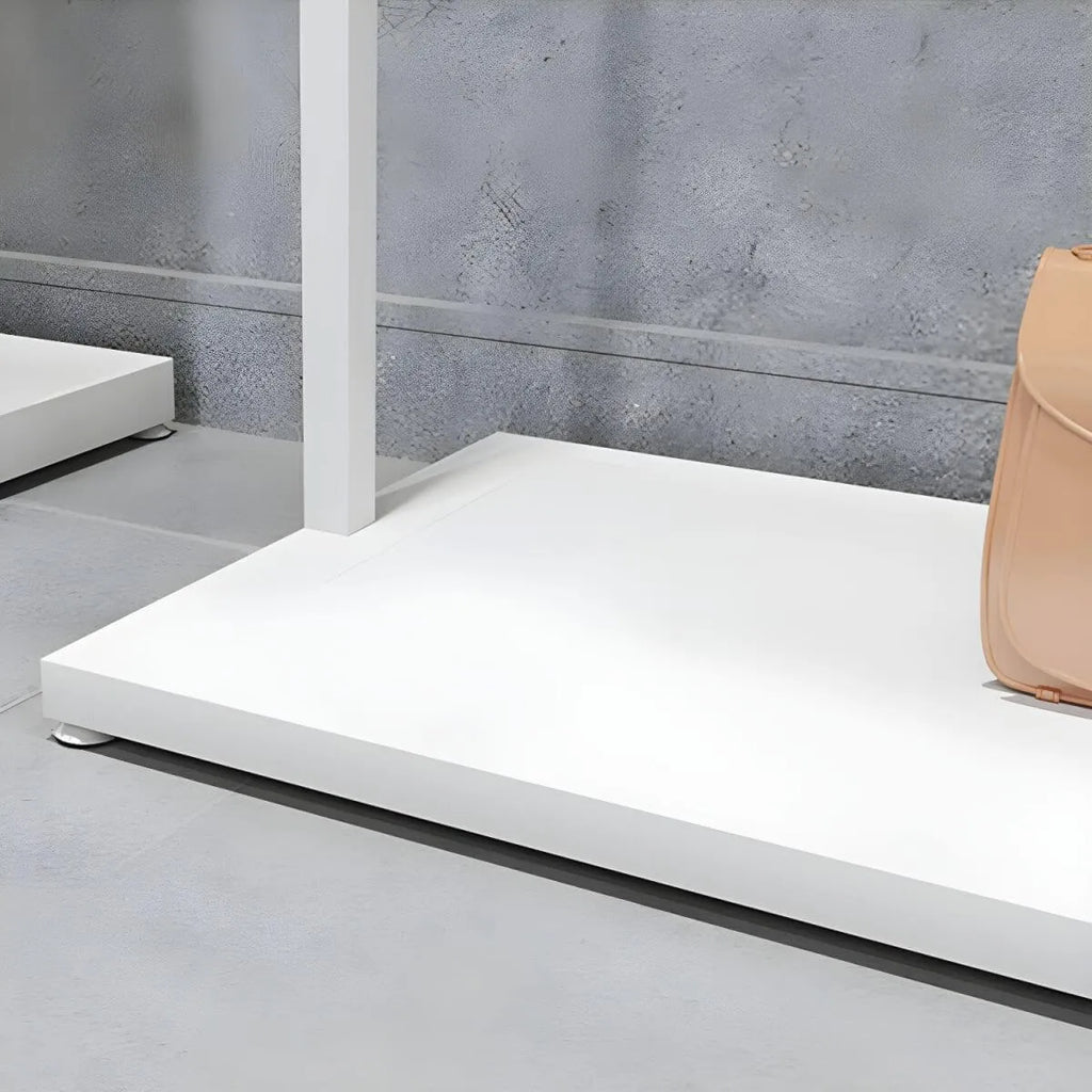 Modular White Metal Hall Tree with Open Shelving & Coat Hooks
