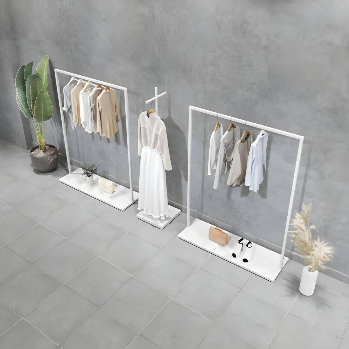 Modular White Metal Hall Tree with Open Shelving & Coat Hooks Secondary image