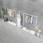 Modular White Metal Hall Tree with Open Shelving & Coat Hooks