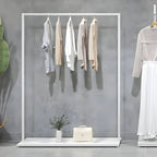 Modular White Metal Hall Tree with Open Shelving & Coat Hooks