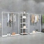 Modular White Metal Hall Tree with Open Shelving & Coat Hooks Main Product Image