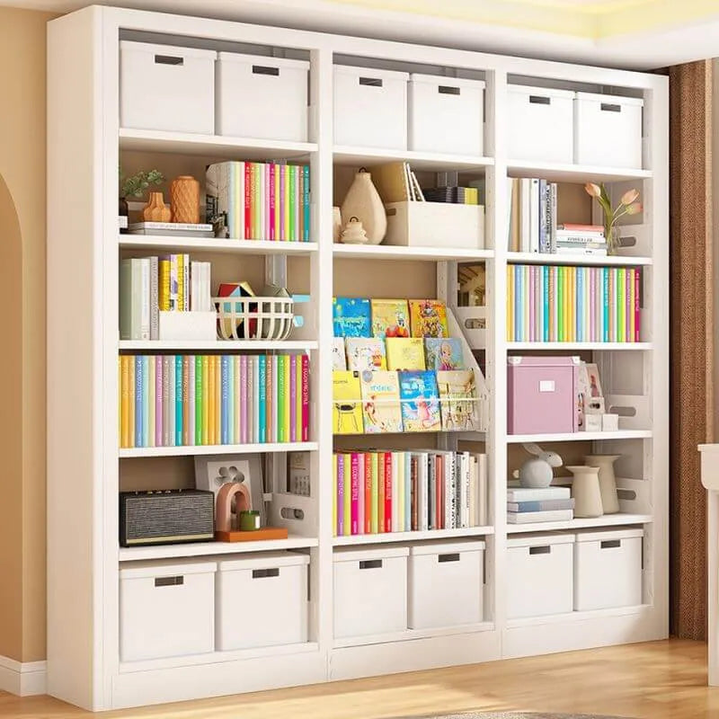 Modular White Steel Bookcase with Open Back Design Imagen secundaria del producto