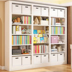 Modular White Steel Bookcase with Open Back Design