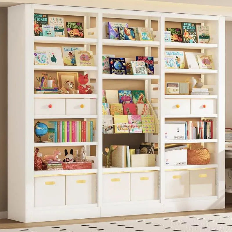 Modular White Steel Bookcase with Open Back Design Main Product Image Imagen principal del producto