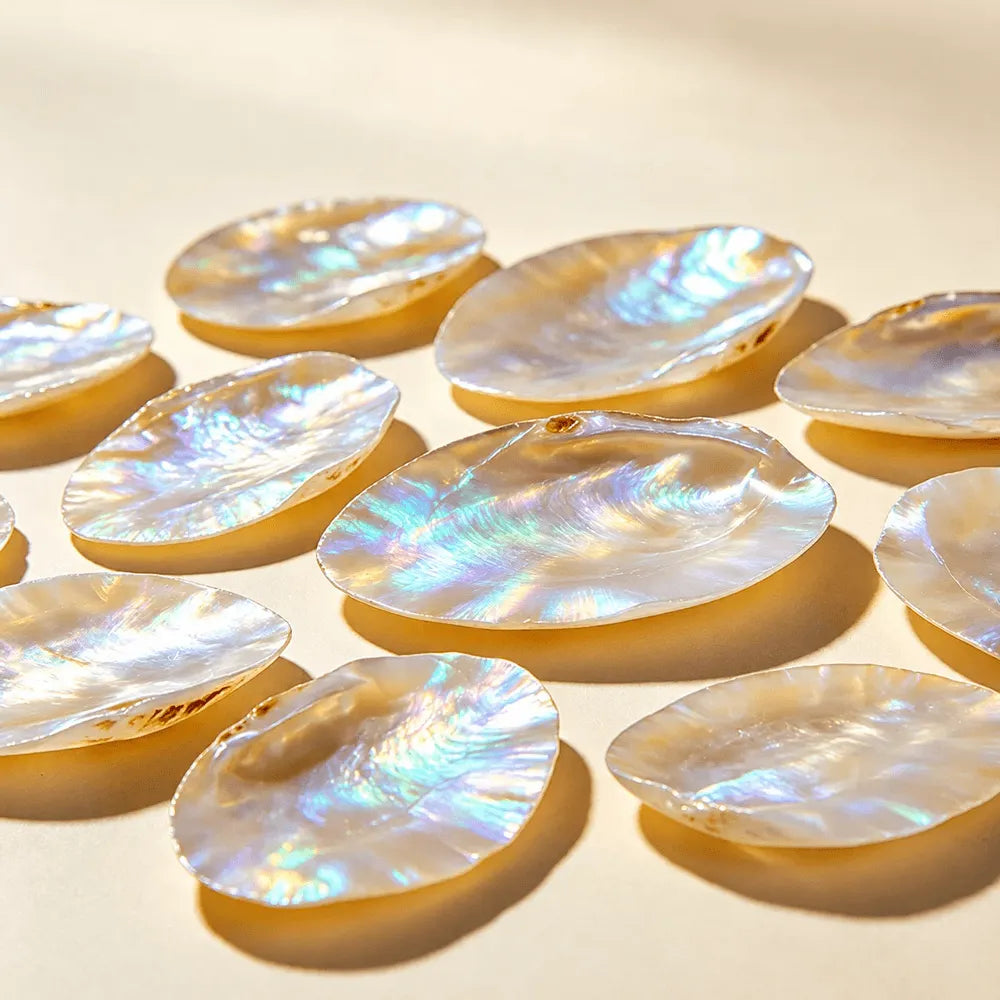 Mother of Pearl Artisanal Drum Side Table With Radiant Inlay