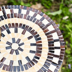 Mother of Pearl Artisanal Drum Side Table With Radiant Inlay