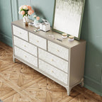 Mother of Pearl Beech Wood Chest, 7-Drawer Warm Gray Storage
