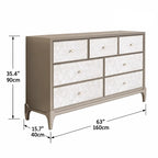 Mother of Pearl Beech Wood Chest, 7-Drawer Warm Gray Storage Dimensions
