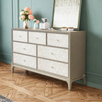Mother of Pearl Beech Wood Chest, 7-Drawer Warm Gray Storage Main Product Image