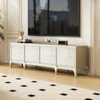 Mother of Pearl Beech Wood TV Console with French Lines and Mixed Storage Main Product Image