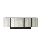 Mother of Pearl Cabinet With Sculpted Doors and Layered Storage