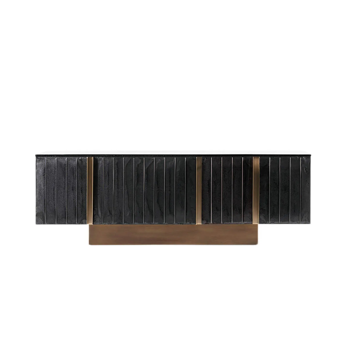 Mother of Pearl Cabinet With Sculpted Doors and Layered Storage