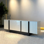 Mother of Pearl Cabinet With Sculpted Doors and Layered Storage