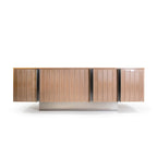 Mother of Pearl Cabinet With Sculpted Doors and Layered Storage