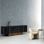 Mother of Pearl Cabinet With Sculpted Doors and Layered Storage