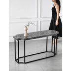 Mother of Pearl Console Table with Hand-Inlaid Floral Marquetry