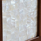 Mother of Pearl Geometric Walnut Shoe Rack With Drawers and Display Top