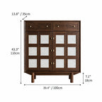 Mother of Pearl Geometric Walnut Shoe Rack With Drawers and Display Top Dimensions